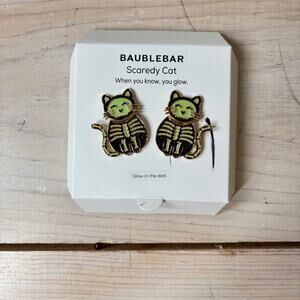 Baublebar NWOT Scaredy Cat Skeleton Glow In The Dark Earrings Halloween